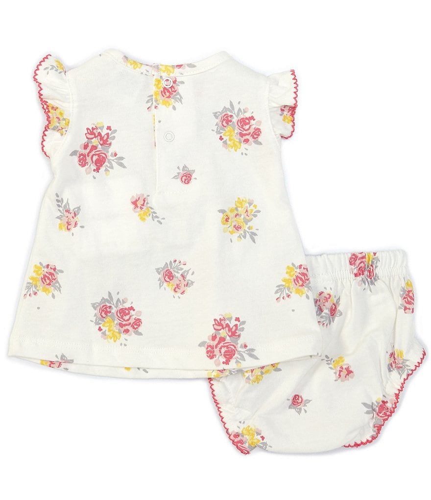 Starting Out Baby Girls Newborn-9 Months Flutter-Sleeve Floral Top & Diaper Cover Set