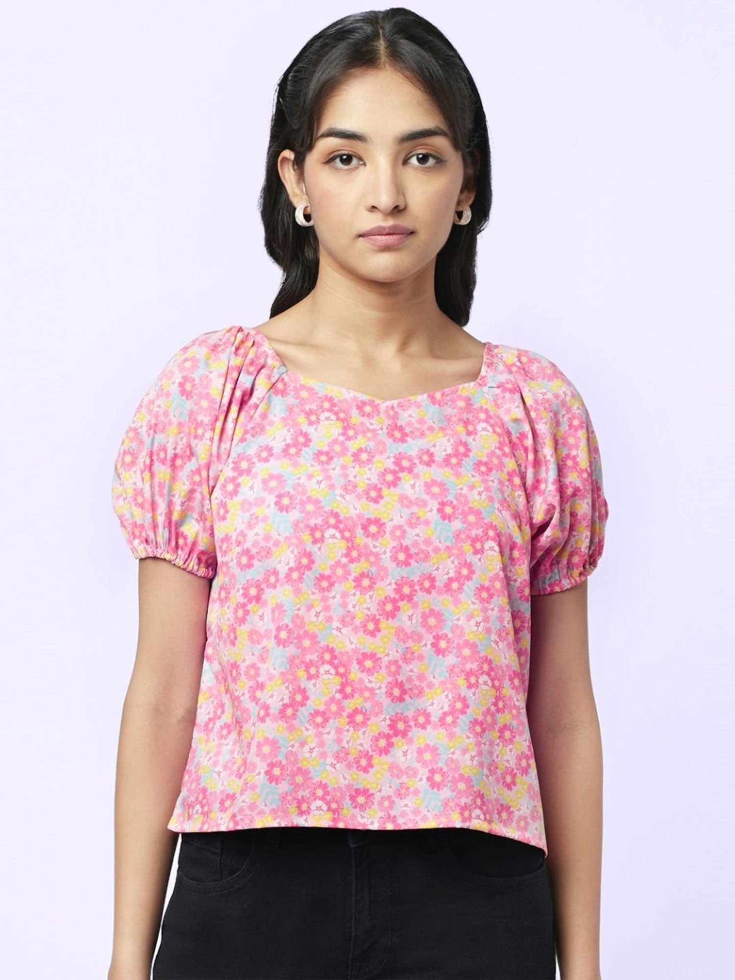YU by Pantaloons Pink Printed Top