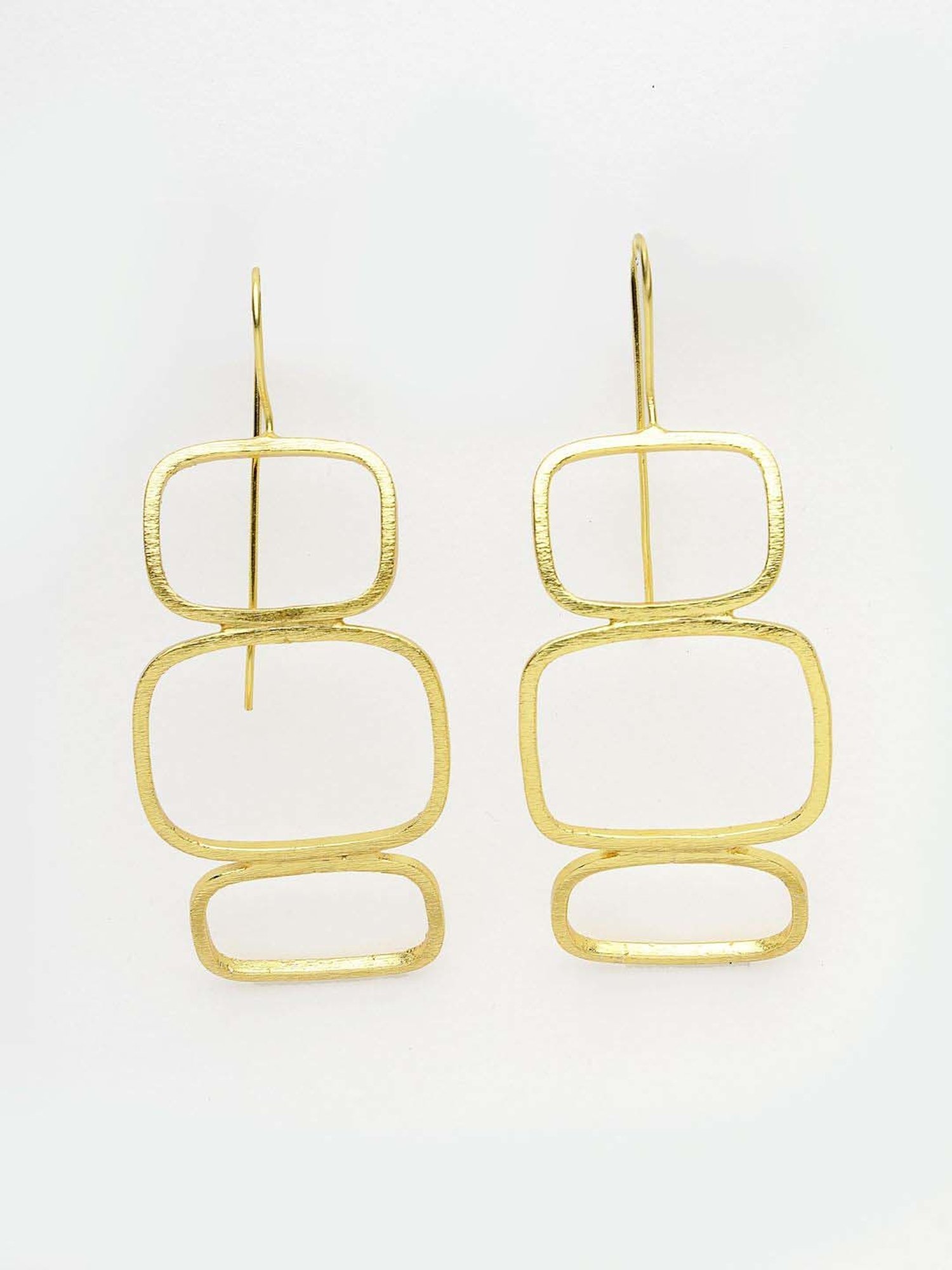 NVR Gold-plated Contemporary Fish Hook Drop Earrings for Women