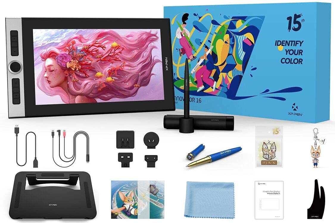 XP-PEN Innovator 16 Pen Display 15.6 Inch Drawing Monitor Full-Laminated Technology Graphics Monitor with Tilt Support Passive Pen and 8 Customizable Shortcut Keys(Supports 92% Adobe RGB Color Gamut)
