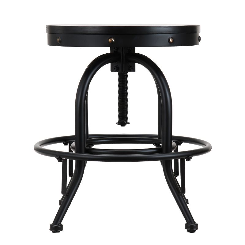 Industrial Adjustable Height Swiveling Stool Black - Aiden Lane