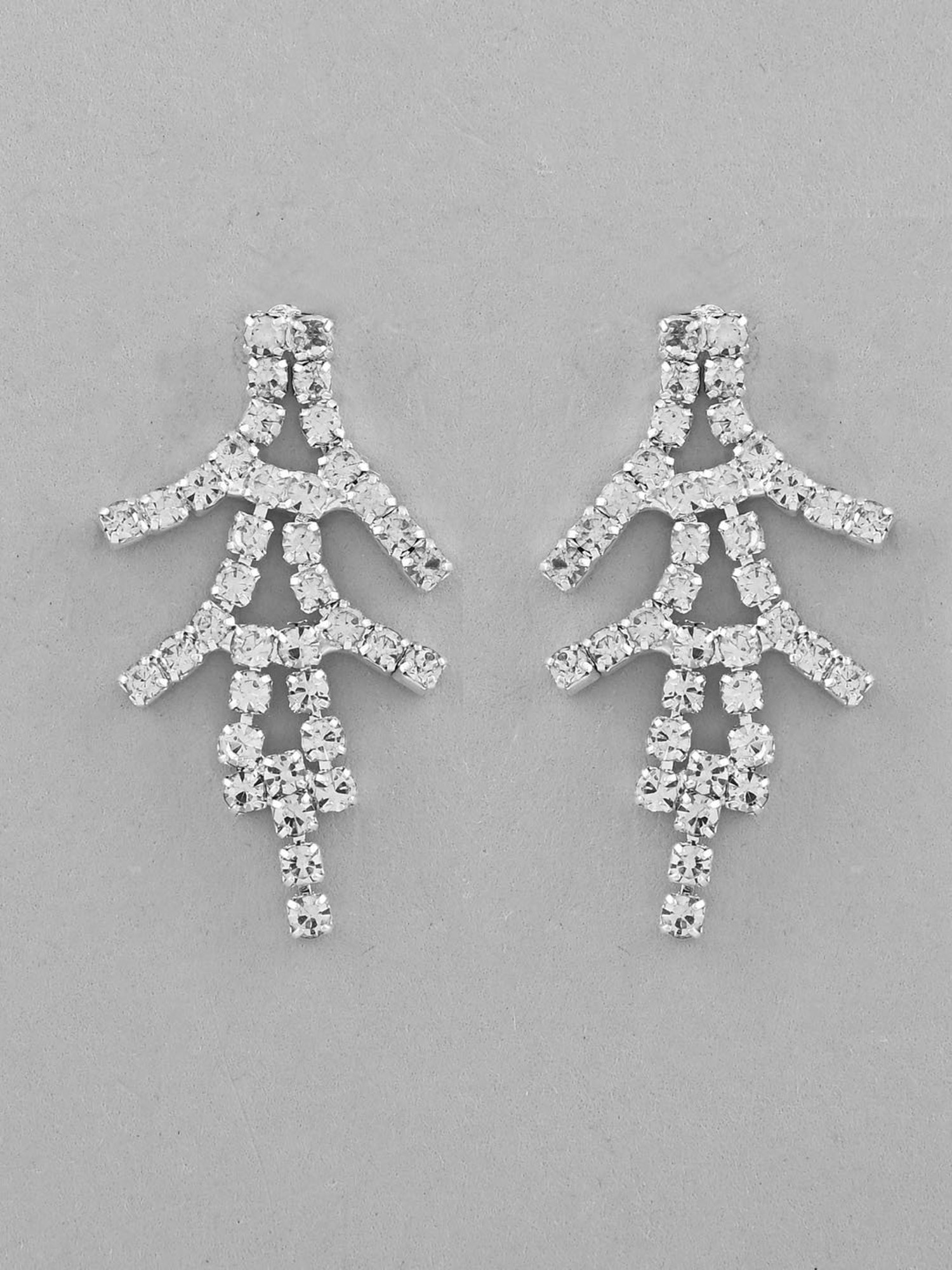 VOJ Ad Stone Studded Silver Plated Designer Jewellery Set for Women