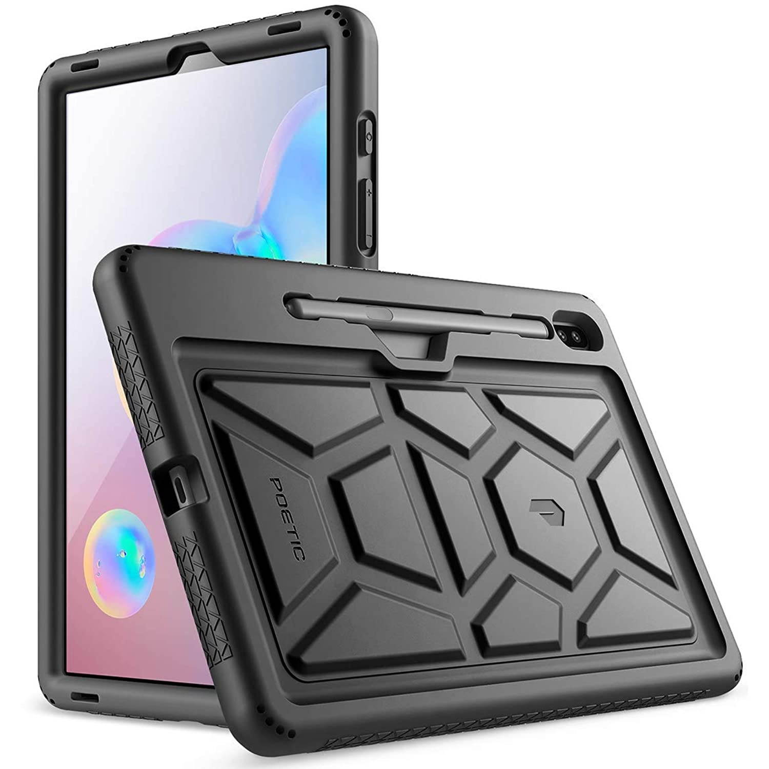 Galaxy Tab S6 Tablet Case, Poetic Heavy Duty Shockproof Kids Friendly Silicone Case Cover, TurtleSkin Series, for Samsung Galaxy Tab S6 10.5 inch Tablet (SM-T860/SM-T865 2019 Release), Black