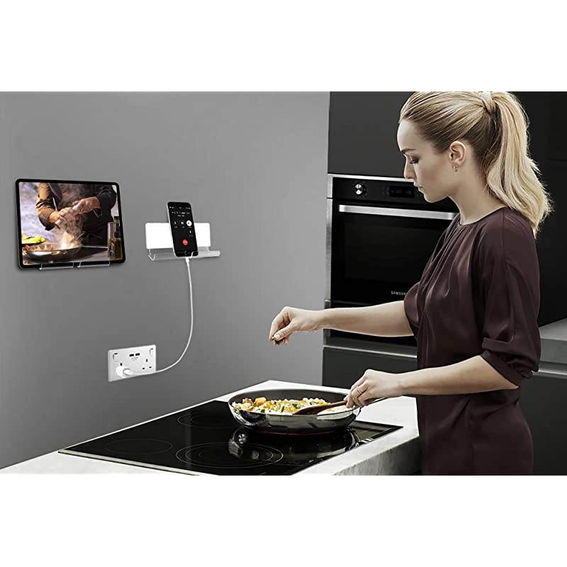 Adhesive Wall Phone Tablet Holder Mount Stand for Tablet Smartphones eReader Wall Holder Mount Silky White amp Transparent