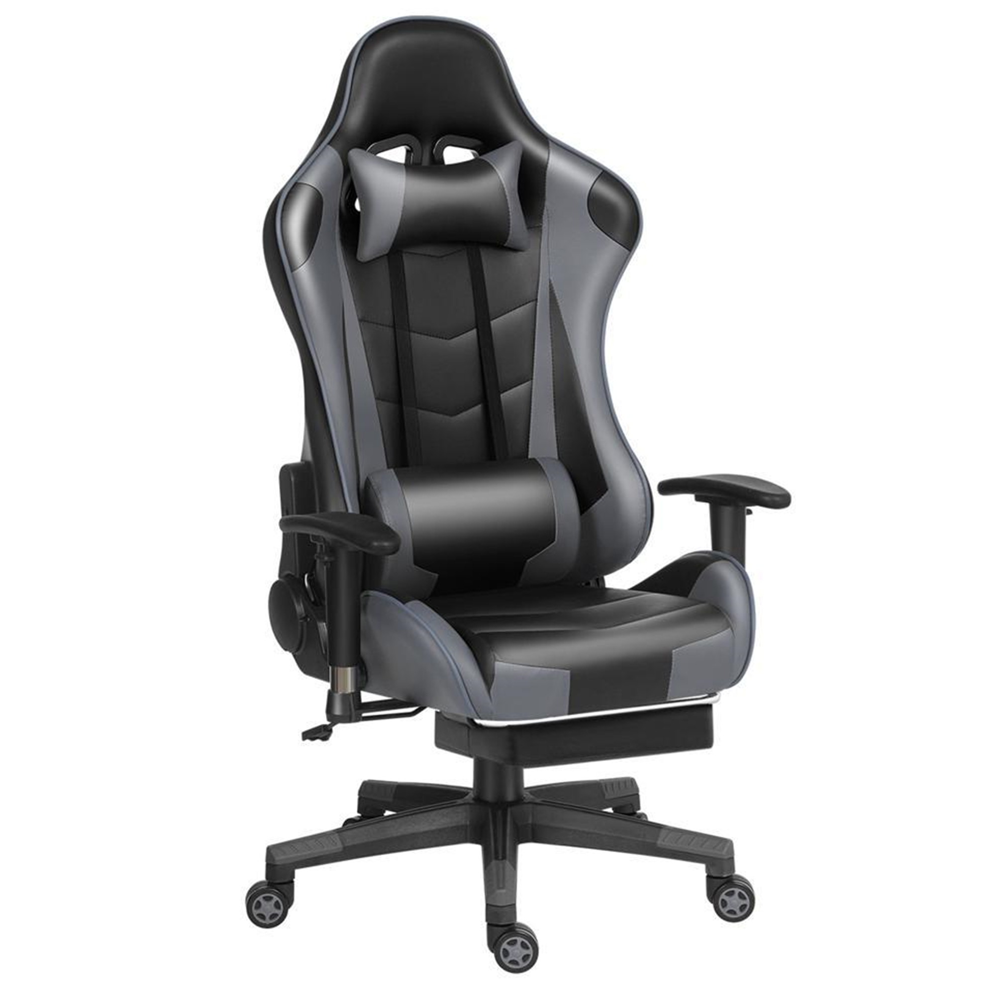 Ergonomic Gaming Chair Racing Chair E-Sports Chair Home Office Chair Computer Game Chair with PU Leather,3D Adjustable Arm,Memory Foam,Lumbar Support,Headrest and Footrest