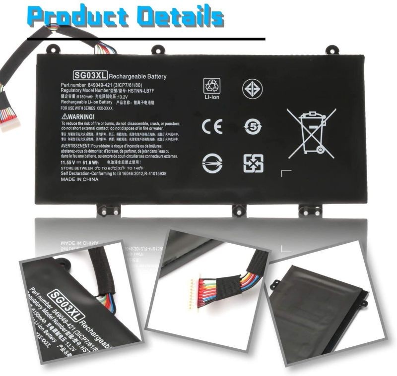SG03XL Laptop Battery for HP Envy M7-U Series M7-U109DX M7-U009DX 17-u273cl 17-u177cl 17t-U000 17-U163CL HSTNN-LB7E 849048-421 849049-421 849314-850 849315-850 W2K88UA SGO3XL [ 11.55V/61.6WH/5150MAH ]