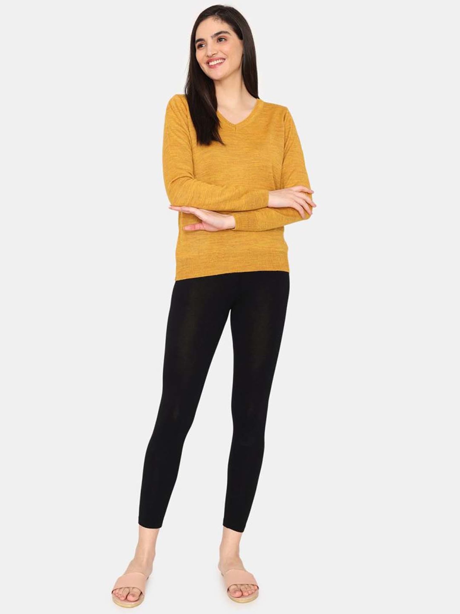 Zivame Yellow Plain Sweater