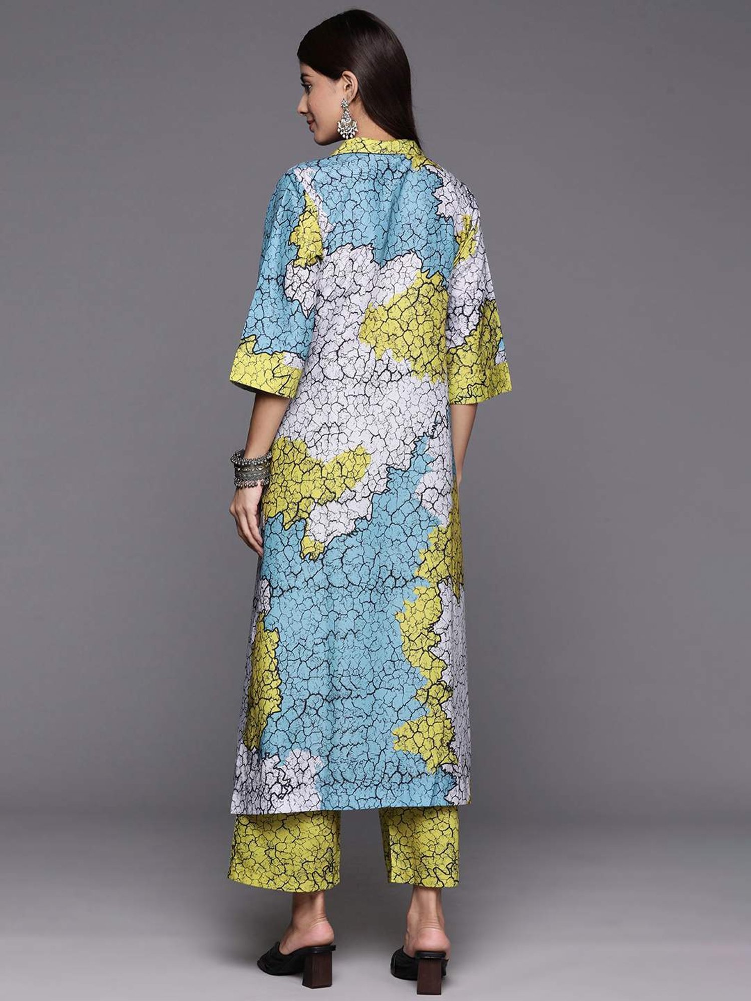 Varanga Blue & Green Cotton Printed Kurta Palazzo Set