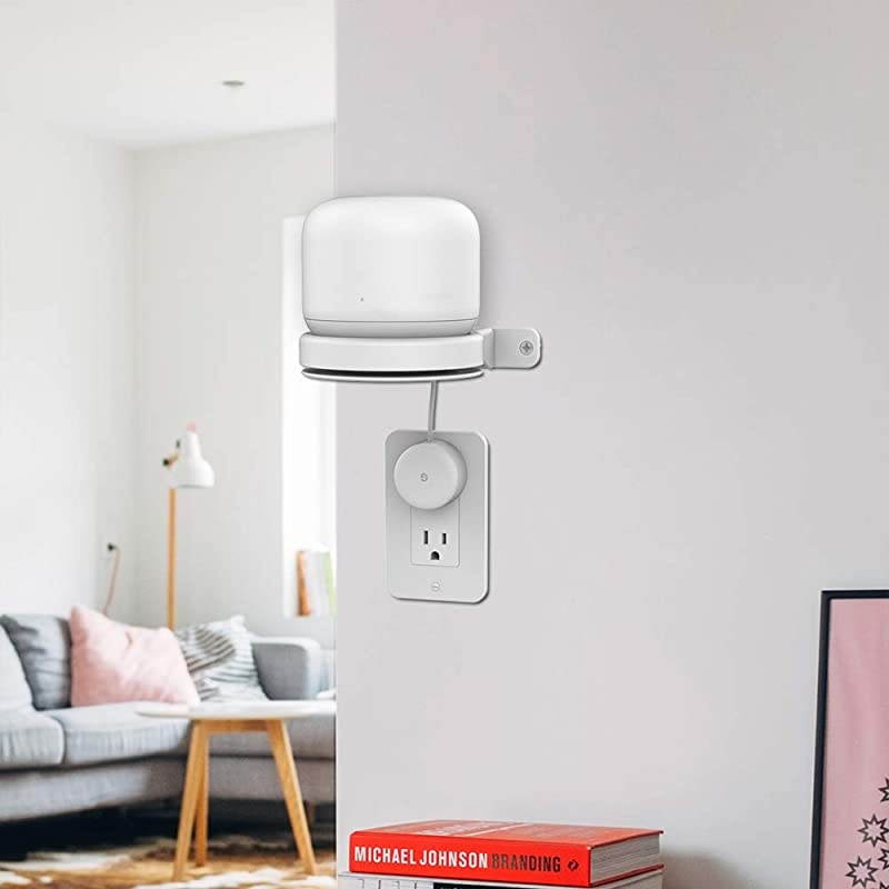 2 Pack Google WiFi Wall Mount ABS Bracket Holder Shelf for Google Nest WiFi Router and SystemBuiltin Cable Management 2 Pack White