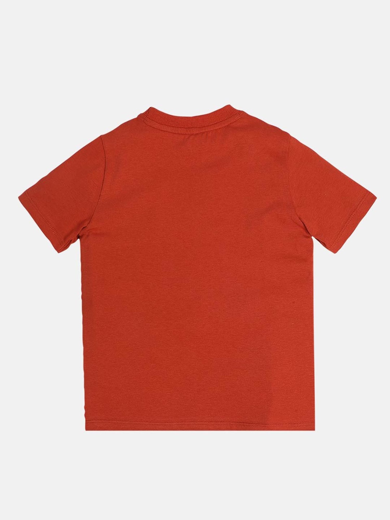 MINIKLUB Boys Rust Orange Cotton Printed Full Sleeves T-Shirt