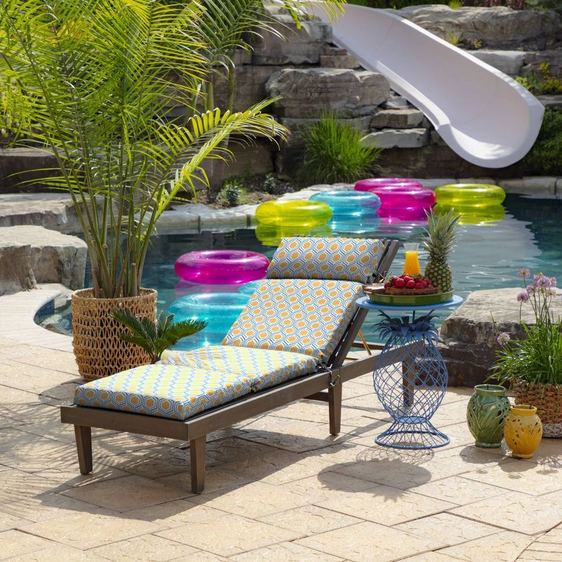 Honeycomb Outdoor Chaise Lounge Cushion Yellow - Arden Selections