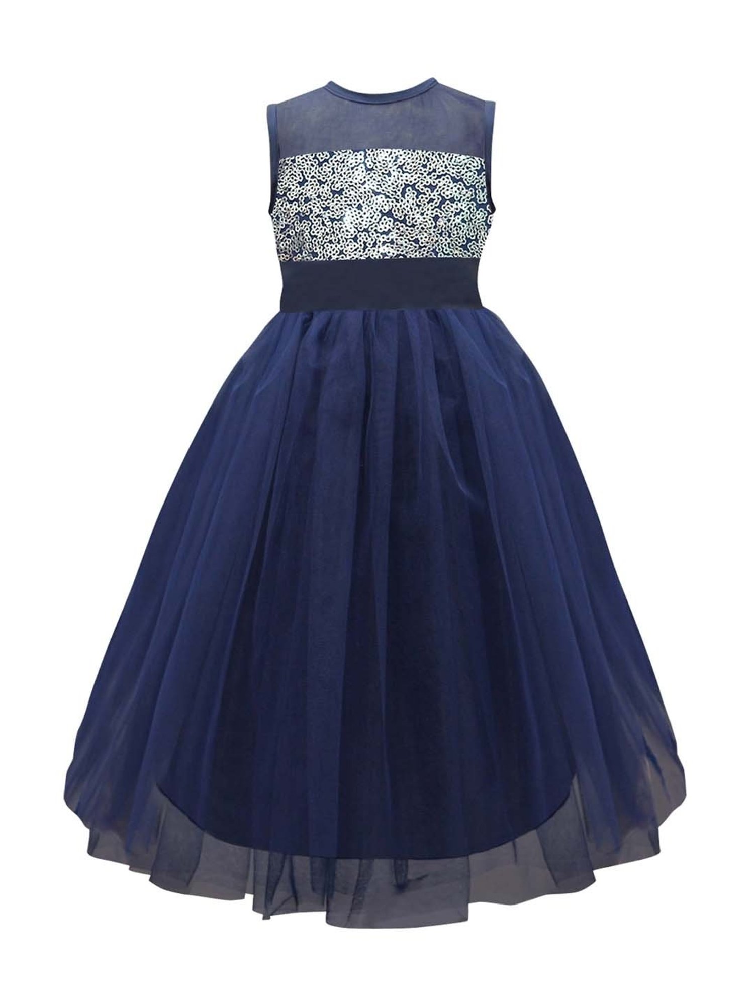 A.T.U.N. Kids Navy & Silver Embellished Gown