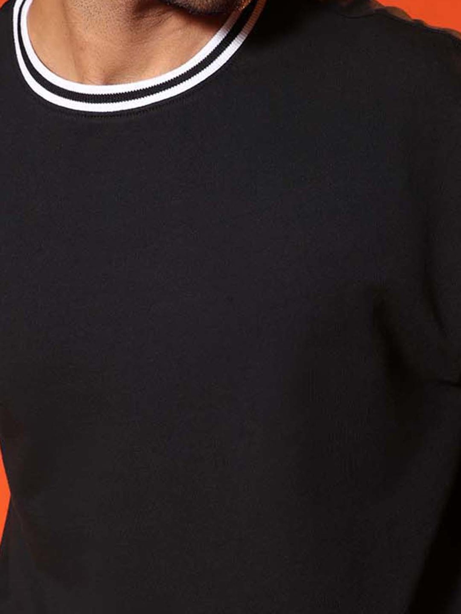 SUBTRACT Black Regular Fit Cotton Oversized Crew T-Shirt