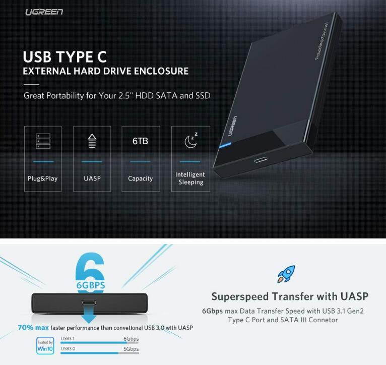 Wanmingtek Hdd Case Sata To Usb 3.0 External Hard Drive Case Enclosure with Cable for 2.5 Inch SSD SATA Interface 5Gbps HDD Case Compatiable for WD, Seagate, Toshiba, Samsung, Hitachi