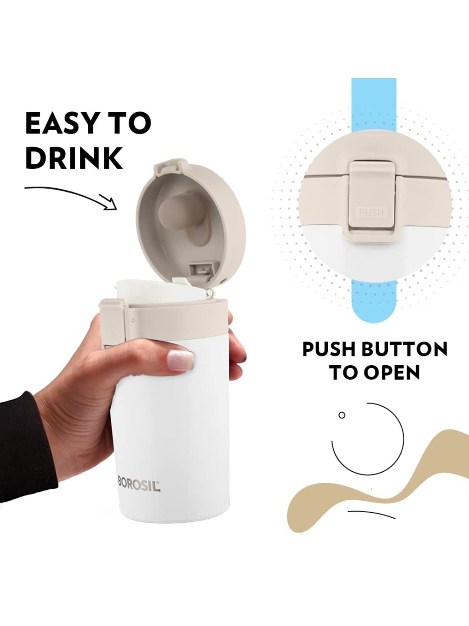 Borosil White Insulated Coffee Mug 300 ml