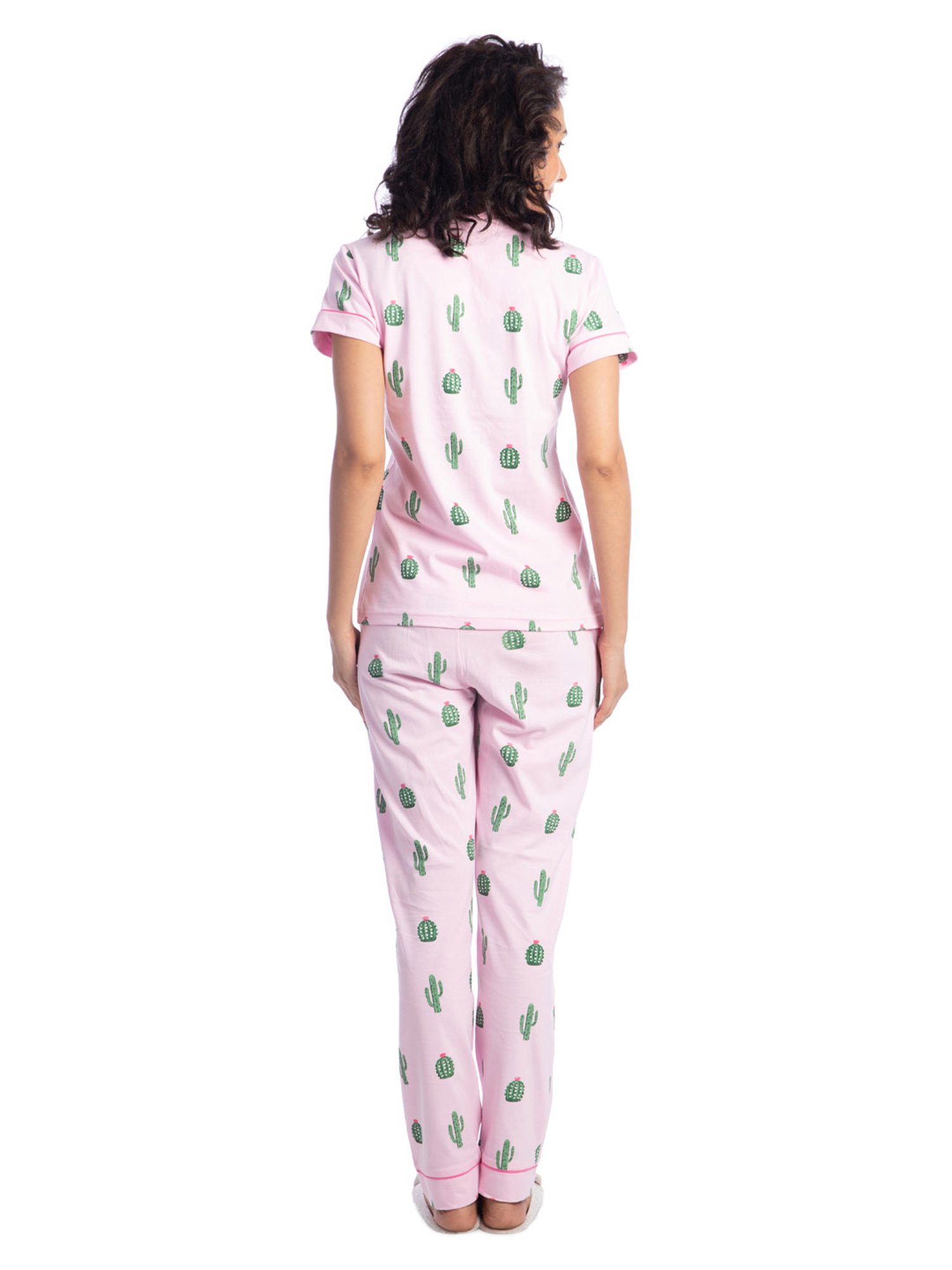 Nite Flite Pink & Green Printed Shirt With Pyjamas
