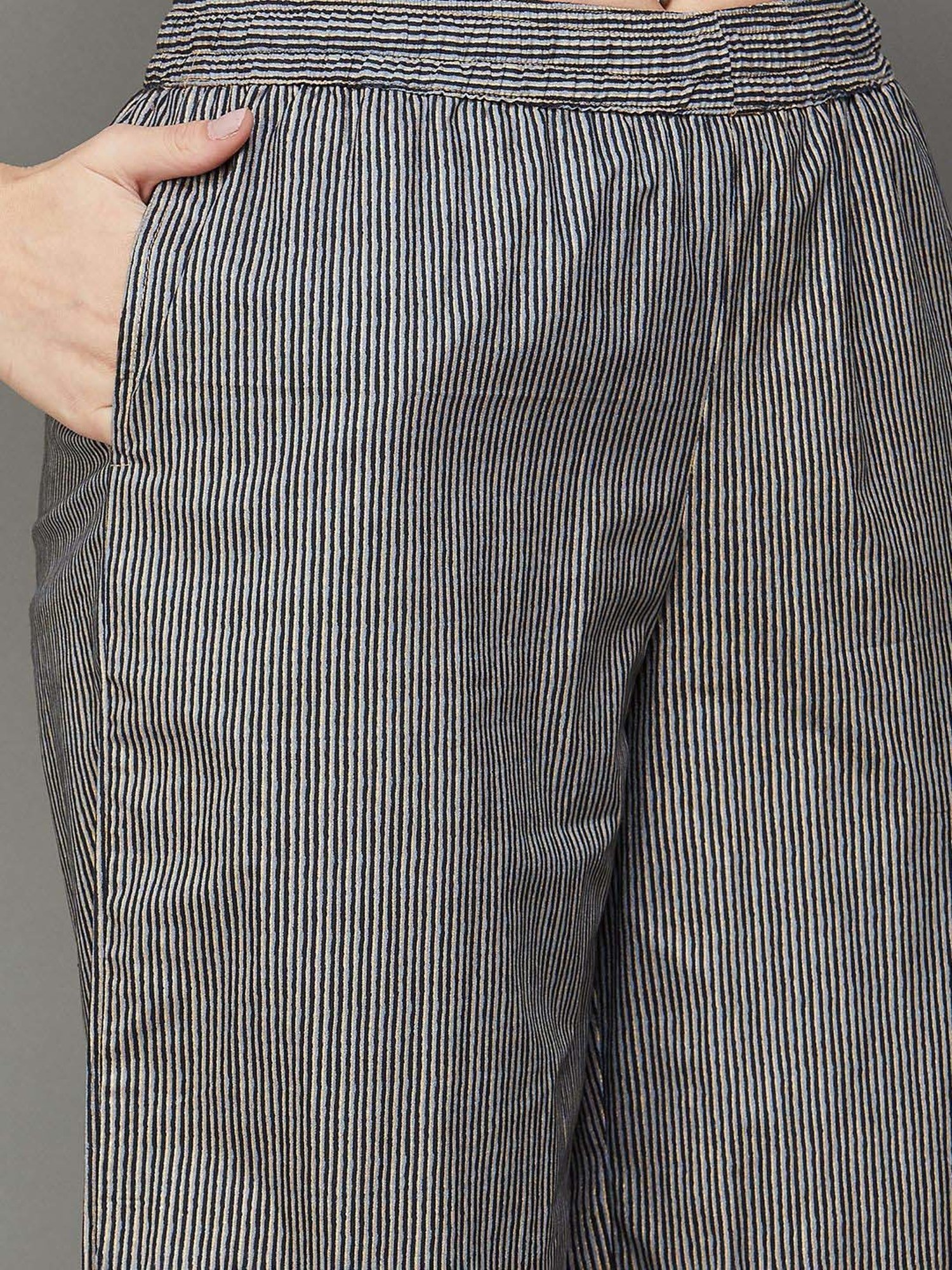 Melange by Lifestyle Black Cotton Printed Kurta Pant Set