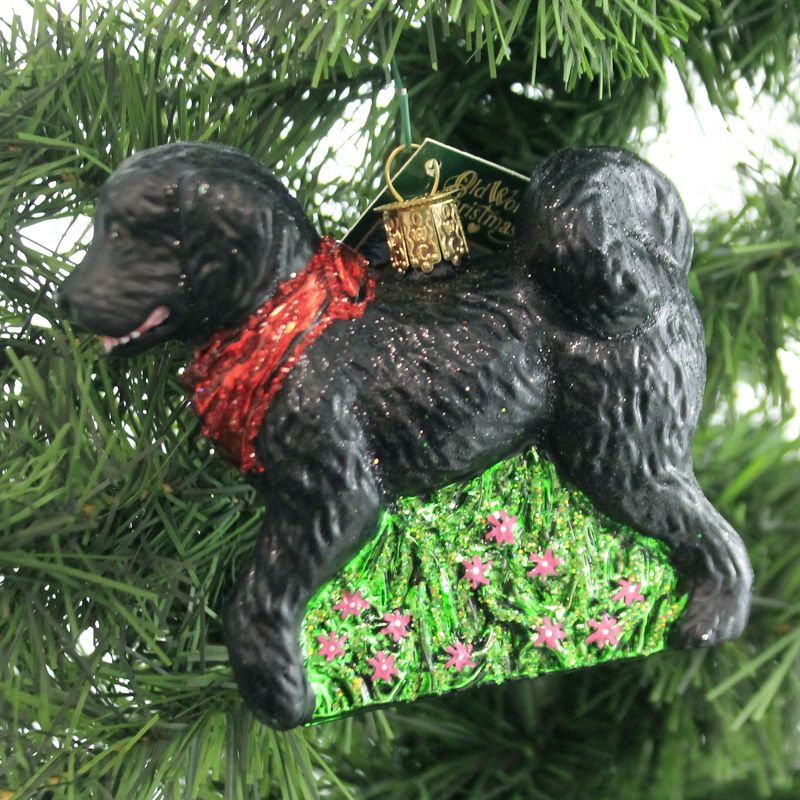 Old World Christmas 3.5" Black Doodle Dog Ornament Faithful  -  Tree Ornaments