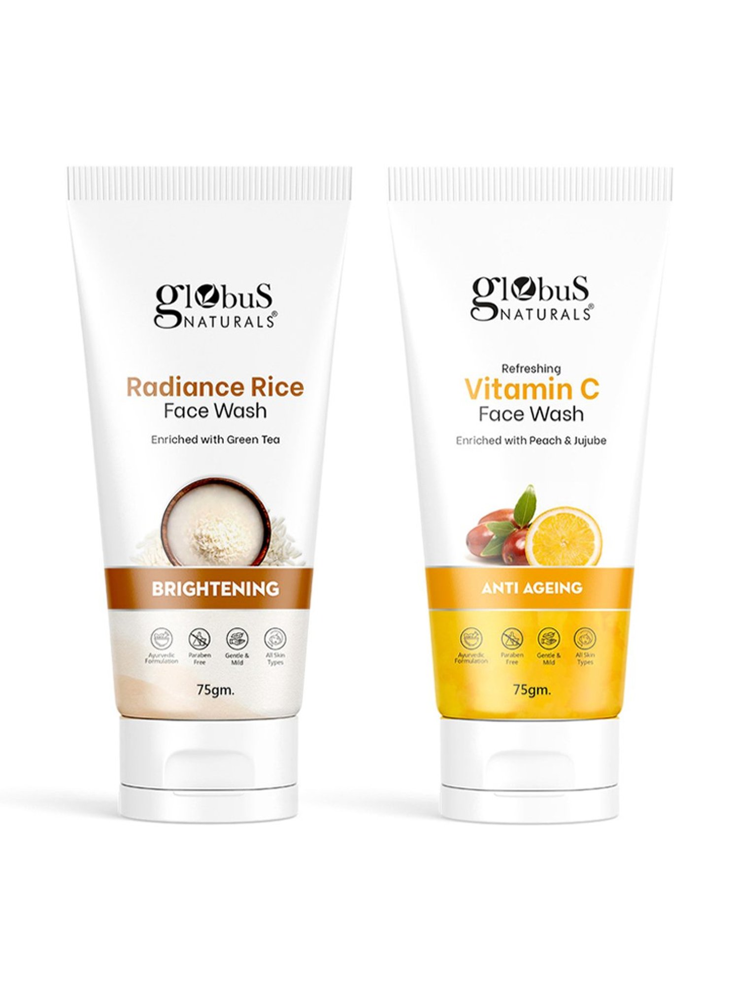 Globus Naturals Radiance Rice & Refreshing Vitamin C Face Wash Combo