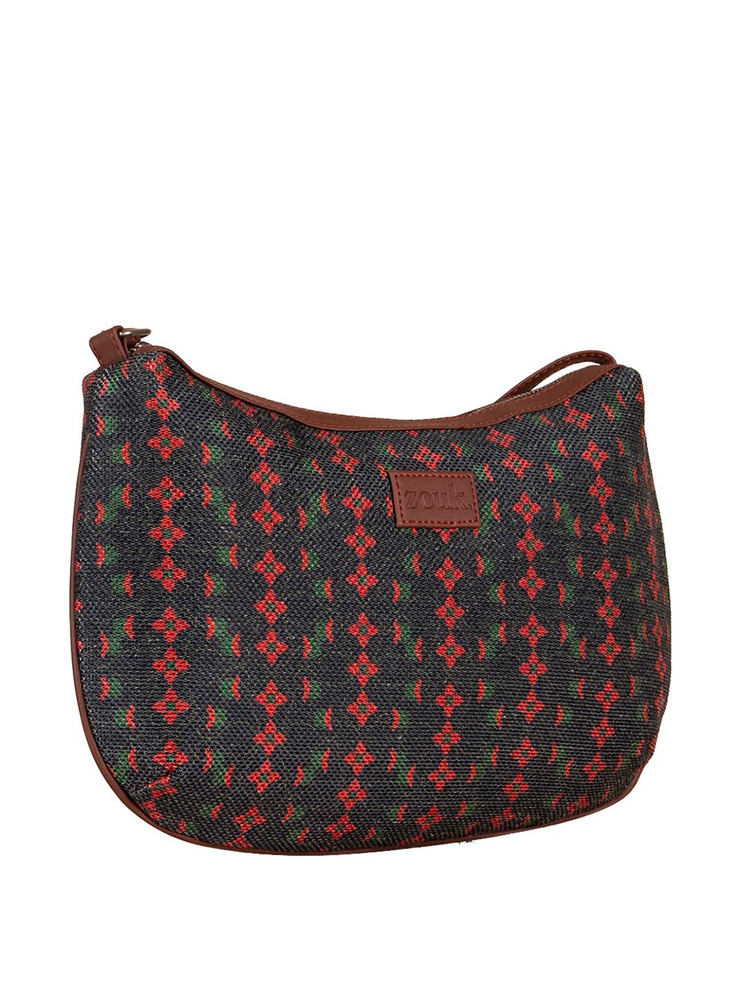 ZOUK Black Printed Medium Sling Handbag