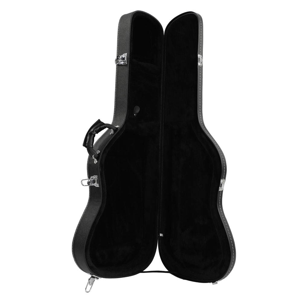 Straight Flange Black Standard Electric Guitar Carrying Hard Shell Case w/ Lock