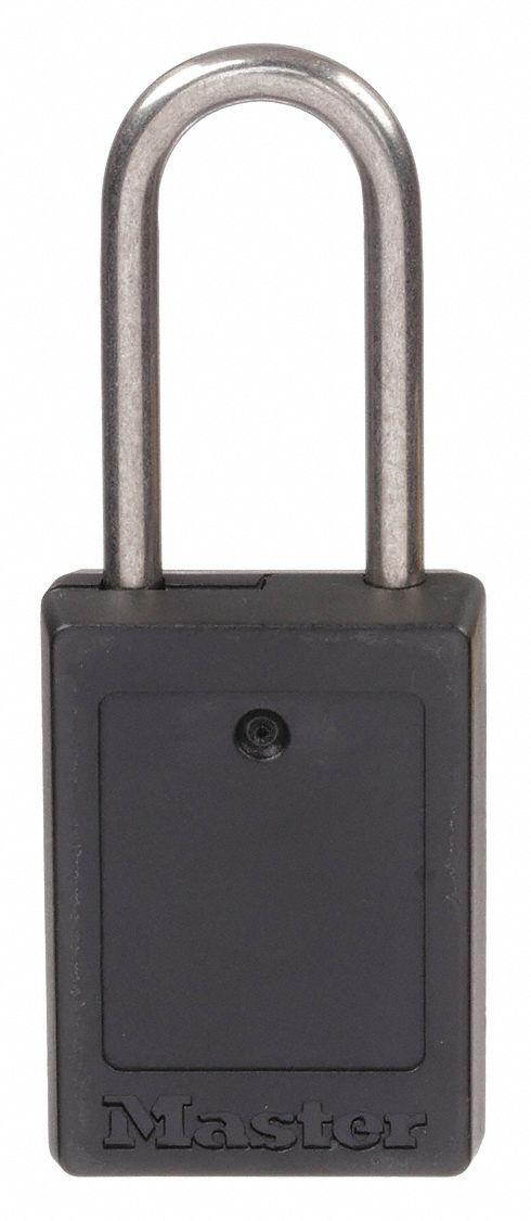 Lockout Padlock, Keyed Alike, Black, 3/16In., PK6