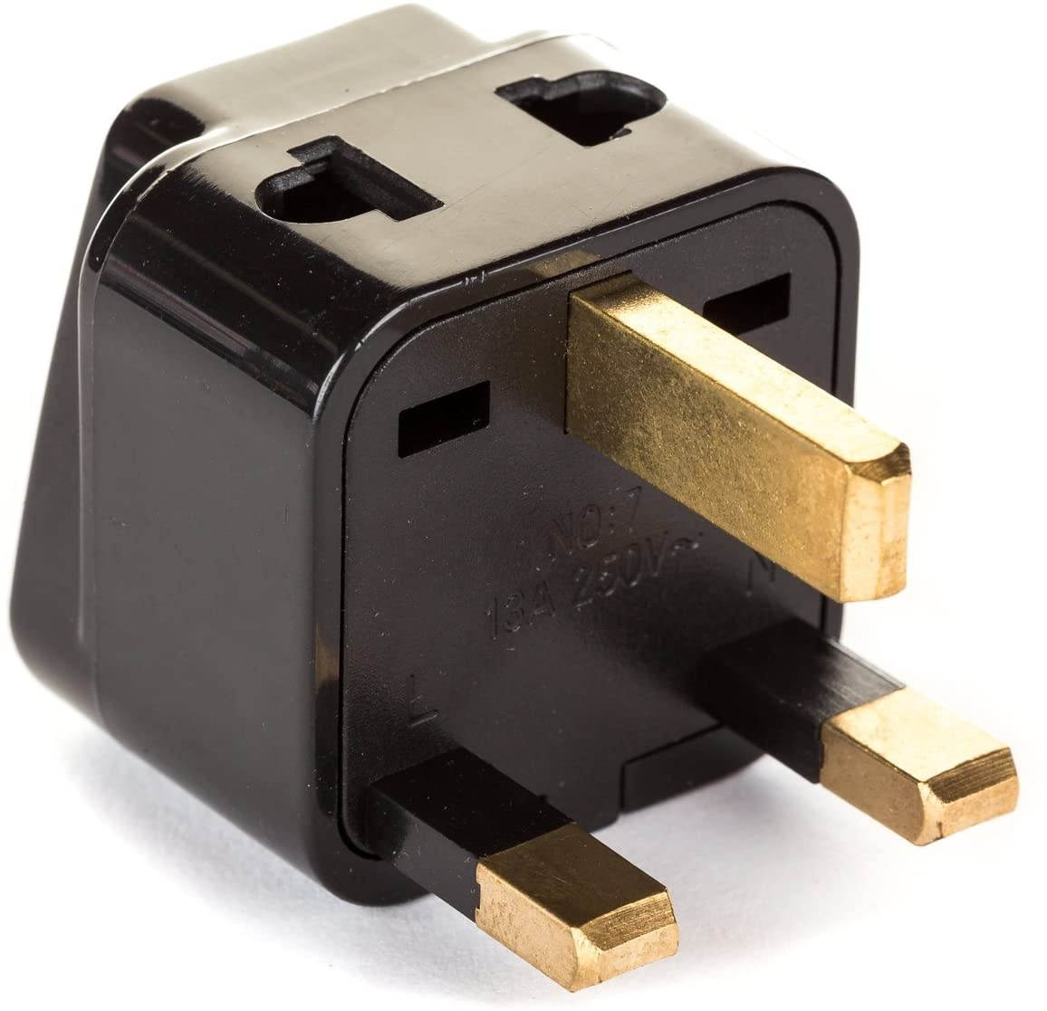 OREI 2 in 1 USA to UK/Hong Kong Adapter Plug (Type G) - 2 Pack, Black