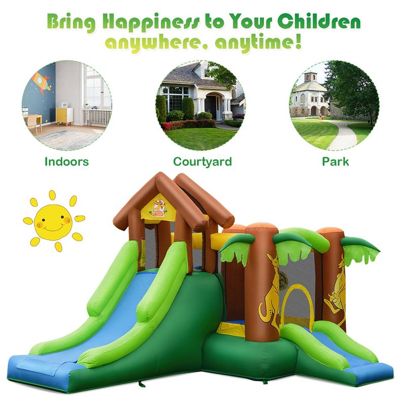 Costway Inflatable Jungle Bounce House Kids Dual Slide Jumping Castle Bouncer