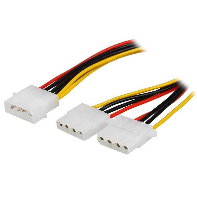 18AWG 8 inches  Power Supply IDE 4-pin Molex LP4 Male to 2 x Female  Power Splitter Cable