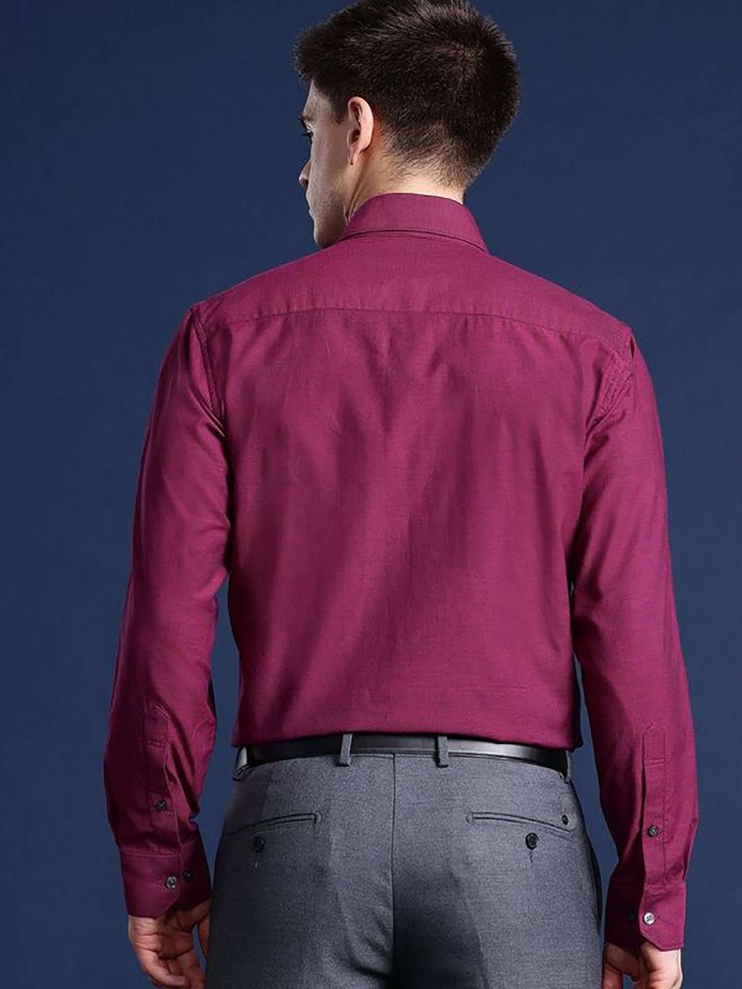 Hancock Purple Cotton Slim Fit Solid Shirts