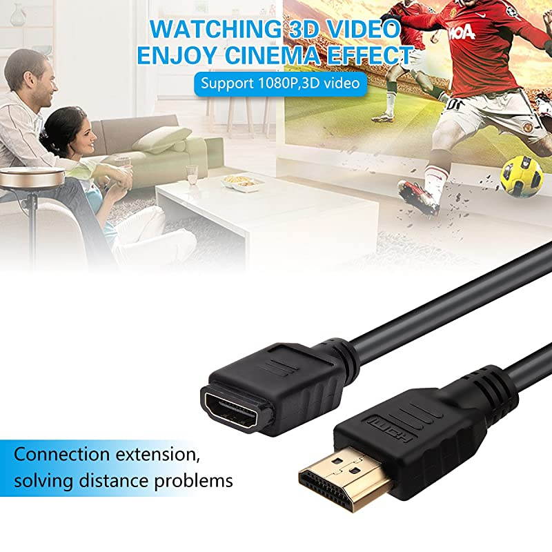 HDMI CableHDMI Extension Cable Male to Female Extender CableHigh Speed HDMI CableHDMI Extension for TV StickRoku Streaming StickChromecast12 Inch Pack of 2