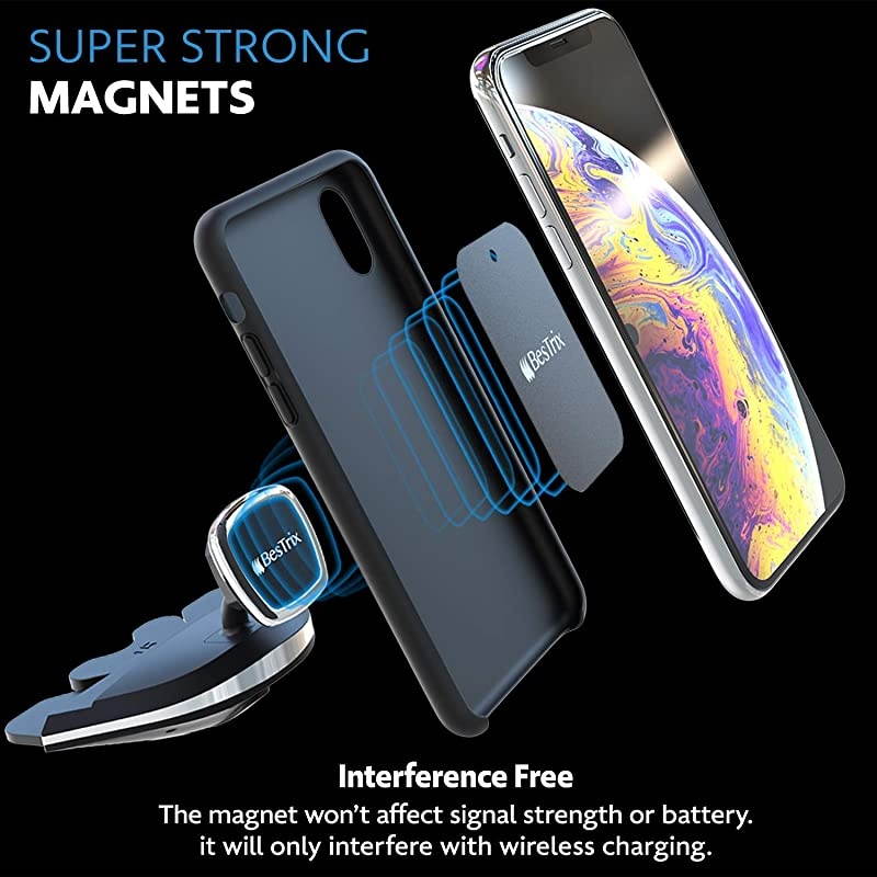 Magnetic Phone Car Mount |Universal Magnetic Car Cell Phone Holder | Magnet Car Phone Holder Compatible w/ iPhone 12 11 Pro/11 Pro Max/XS/XR/X/8/7,Galaxy S10/S10+/S9/S9 Note & More (CD Slot)
