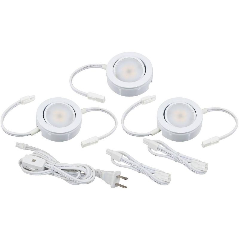 American Lighting MVP White Under Cabinet LED 3-Puck Light Plug-In Kit