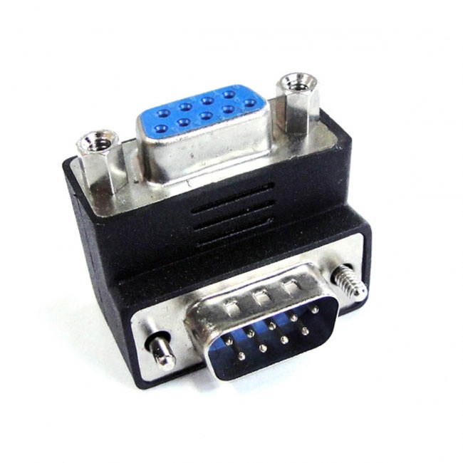 FVH Up Angled 270 degree  RS232 D-Sub 9Pin Male screw type To Female Nut type extension Adapter DB-001-UP