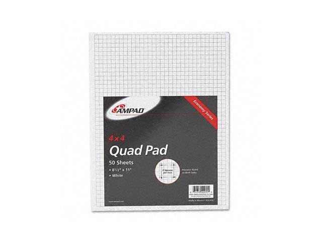 Ampad 22-030C 15lb Quadrille Pad w/4 Squares/Inch, Letter, White, 1 50-Sheet Pad/Pack