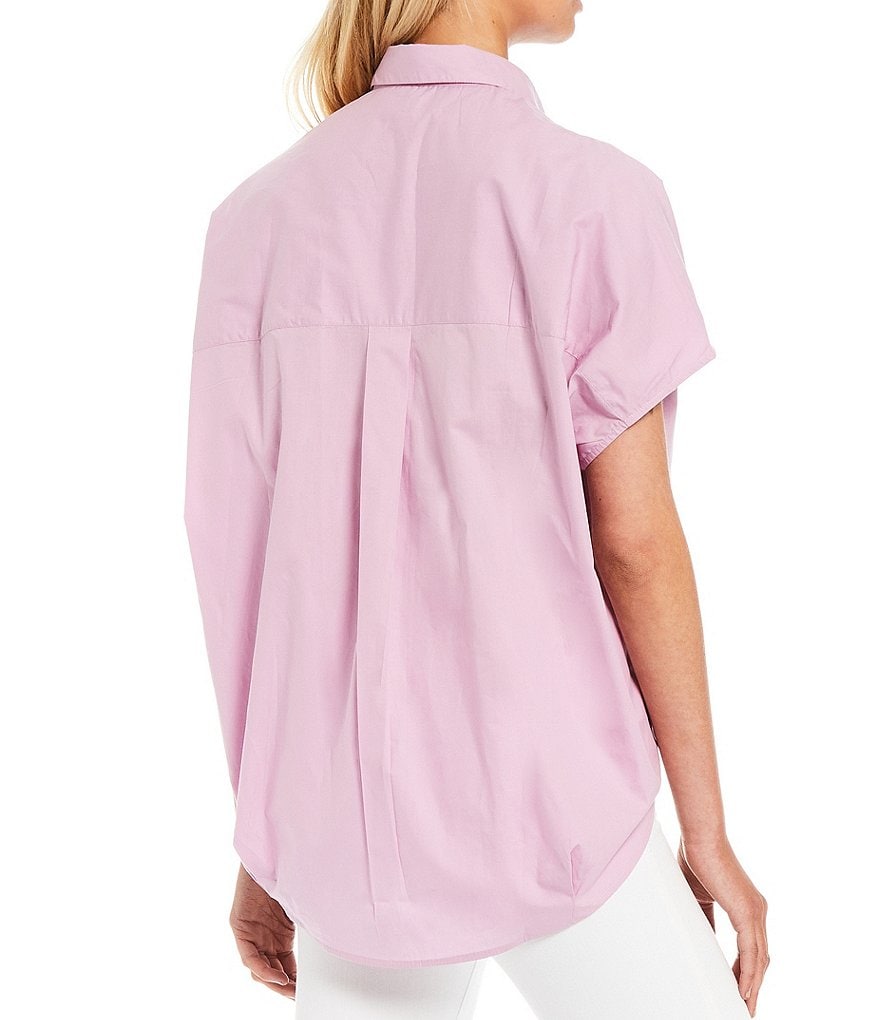 French Connection Cele Rhodes Stand Collar Short Sleeves Top