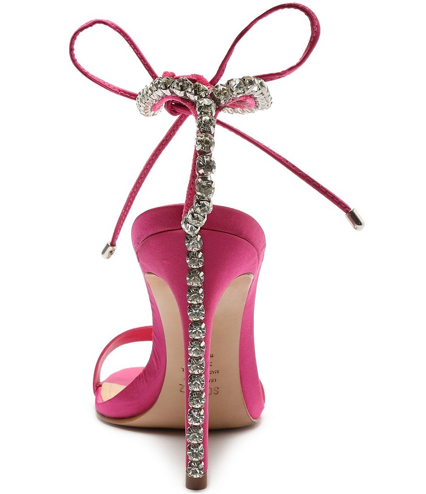 Schutz Islah Satin Rhinestone Ankle Tie Dress Sandals
