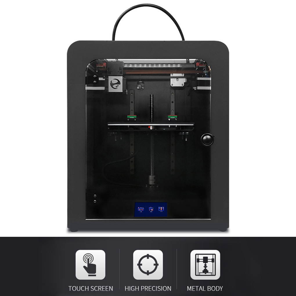 3.5 Inch Touch Screen Auto-leveling Pause Resume Printing Desktop 3D Printer with Crystal Glass Platform - black