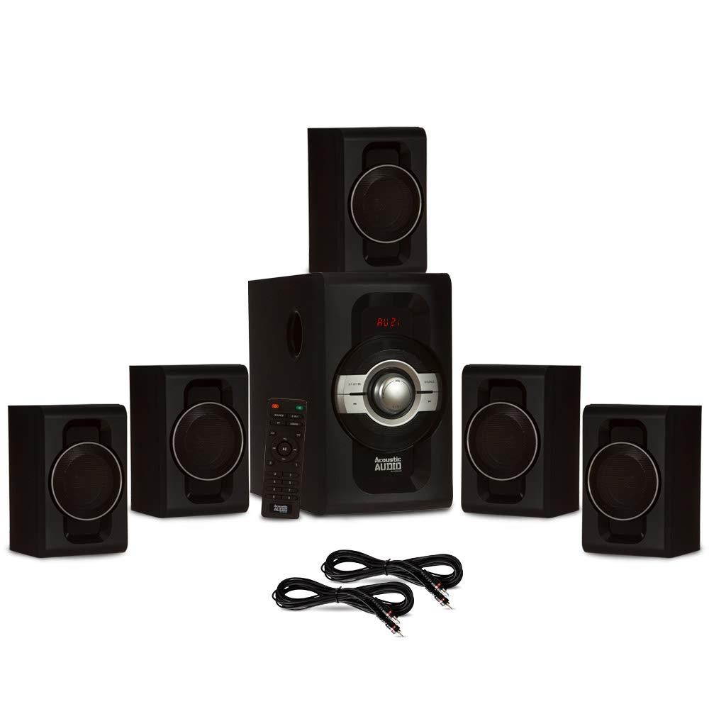 Acoustic Audio AA5240 Home Theater 5.1 Bluetooth Speaker System with USB and 2 Extension Cables