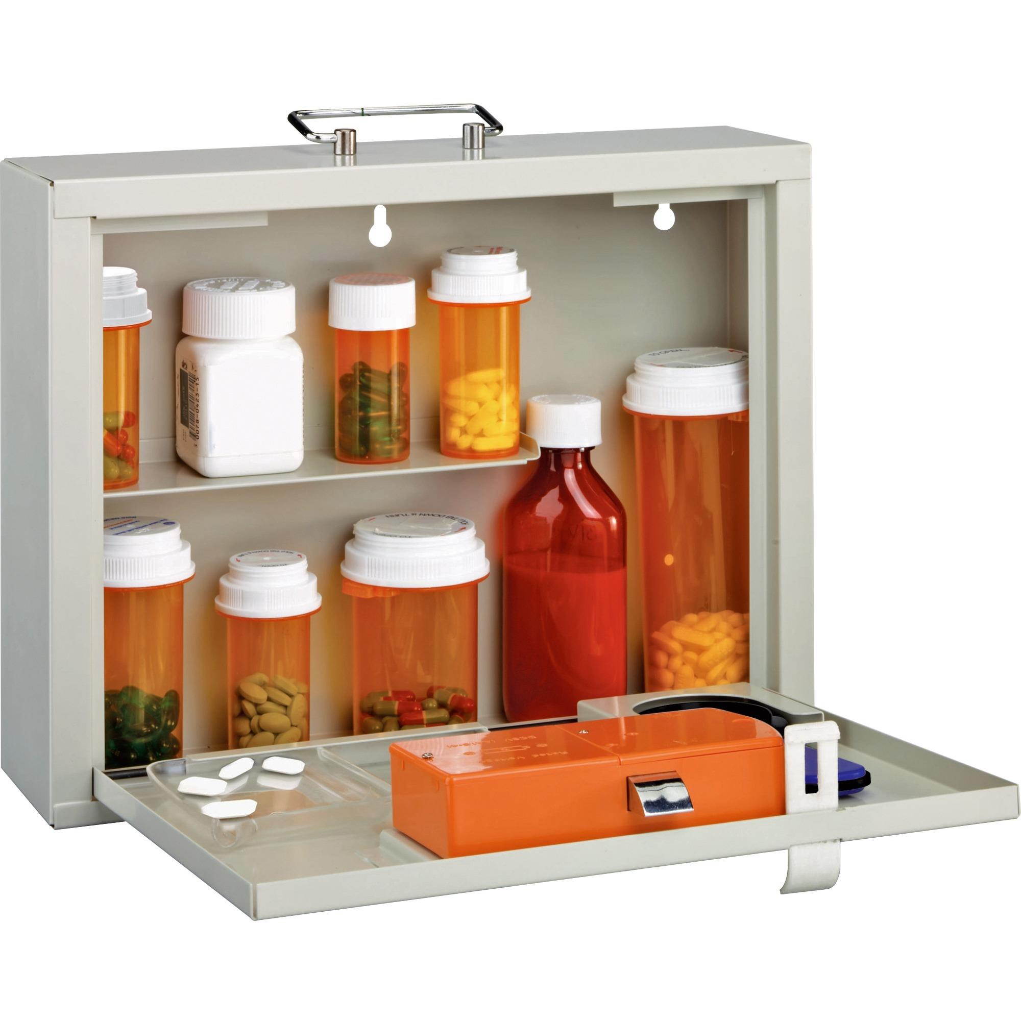 MMF Premium Steel Medication Case - Combination, Key Card and Security Code, Key Lock - Overall Size 9.5" x 12.3" x 3.8"