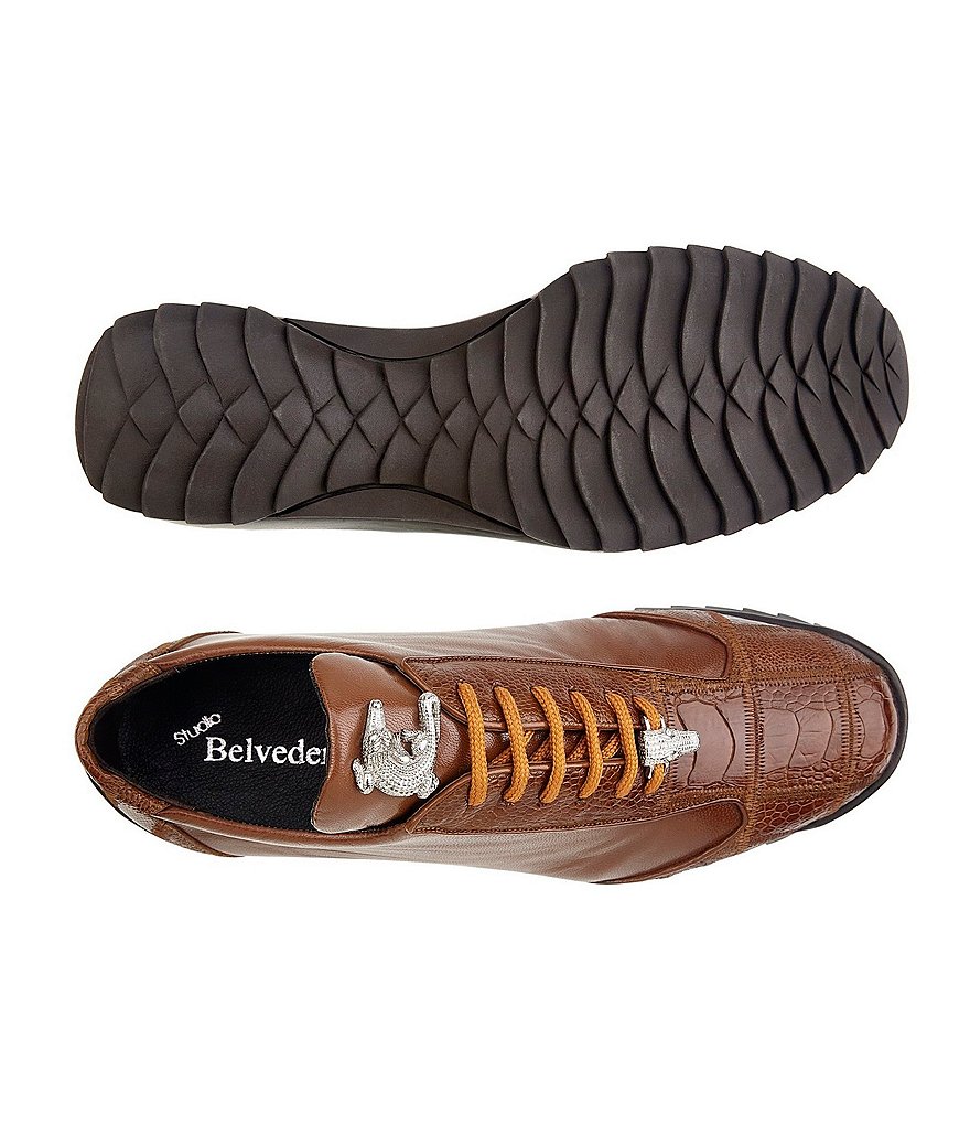 Belvedere Men's Paulo Sheer Ostrich Calfskin Leather Sneakers