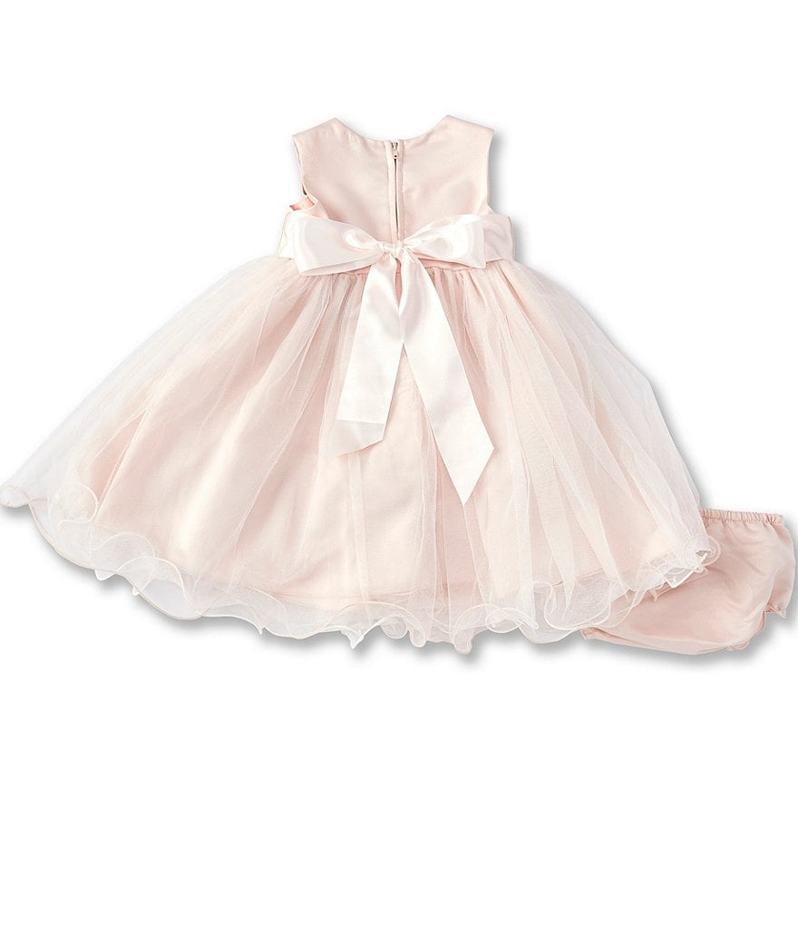 Chantilly Place Baby Girls 12-24 Months Floral-Belt Satin/Mesh Fit-And-Flare Dress