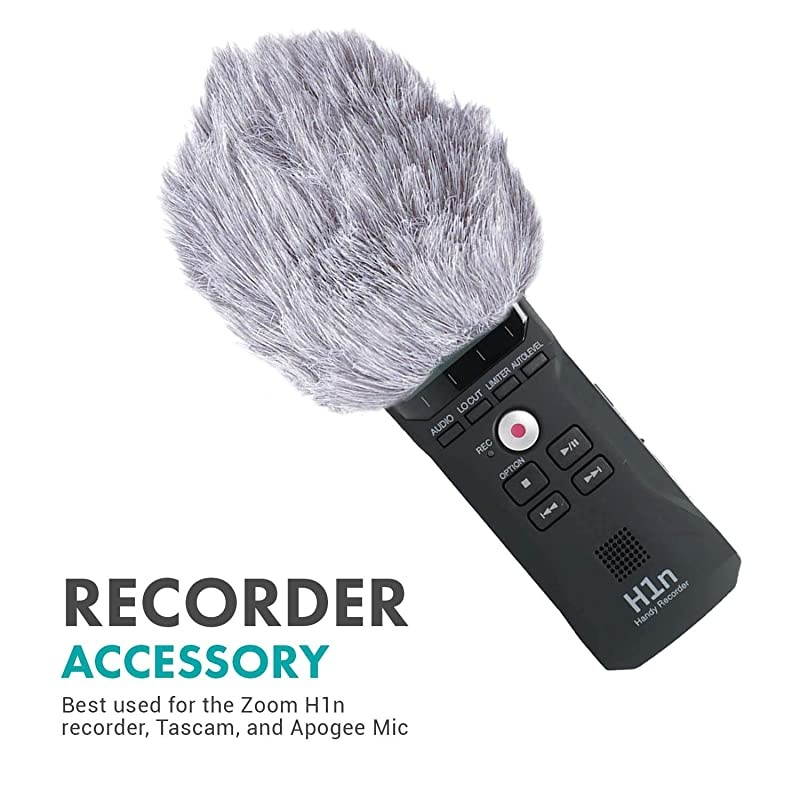 WS1 Furry Microphone Windscreen for Zoom H1n Recorder Outdoor Microphone Cover for Small Microphones up to 25quot x 40mm L x D Light Gray