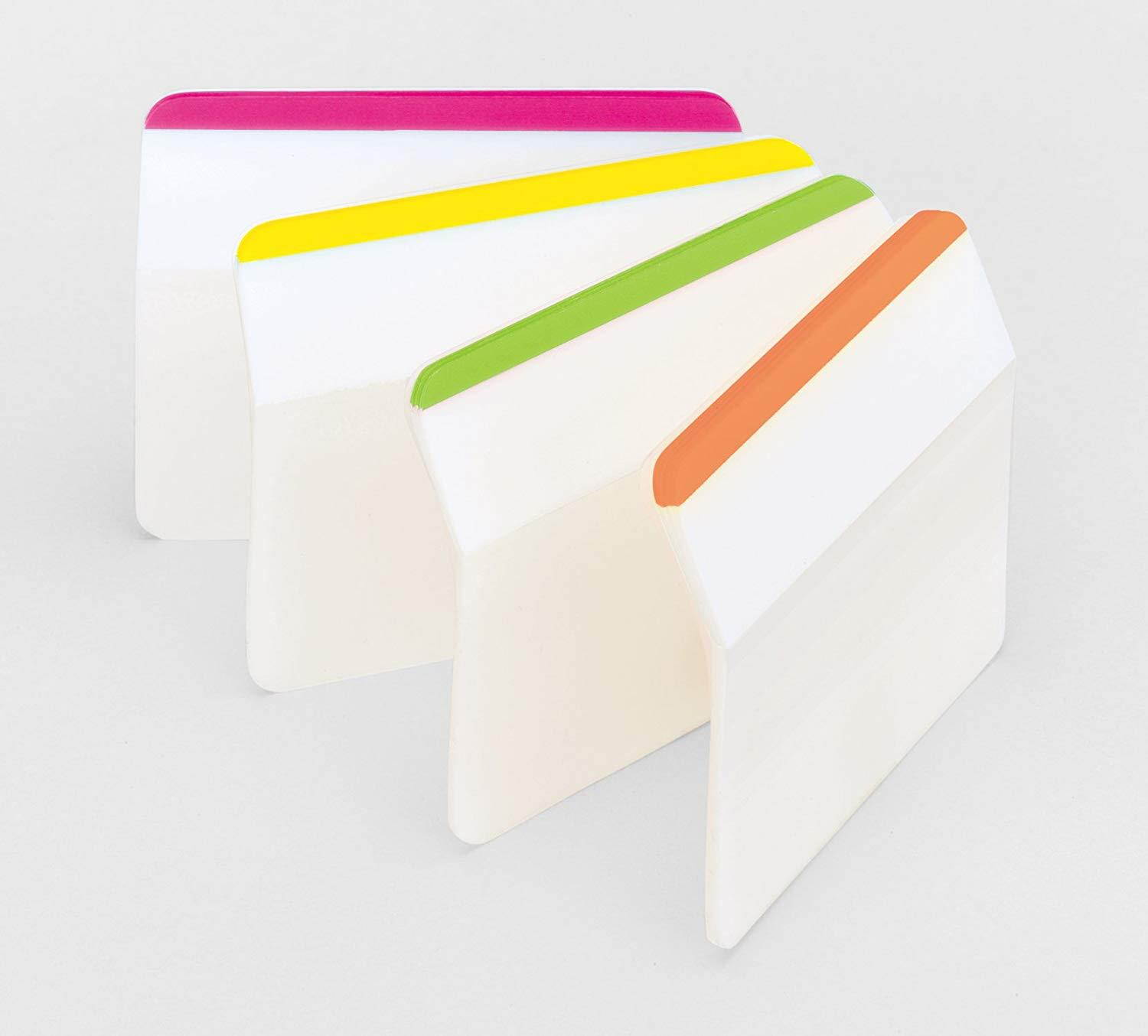 Post-it Tabs, 2 in. Angled Lined, Assorted Bright Colors, Durable, Writable, Repositionable, Sticks Securely, Removes Cleanly, 6 Tabs/Color, 4 Colors, 24 Tabs/Pack, (686A-1BB)