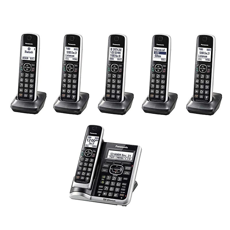 KX-TG885SK ( 5 Handset ) Cordless Phone with Answering System, DECT 6.0 Technology Link2Cell Bluetooth Enabled, Talking Caller ID (Renewed)