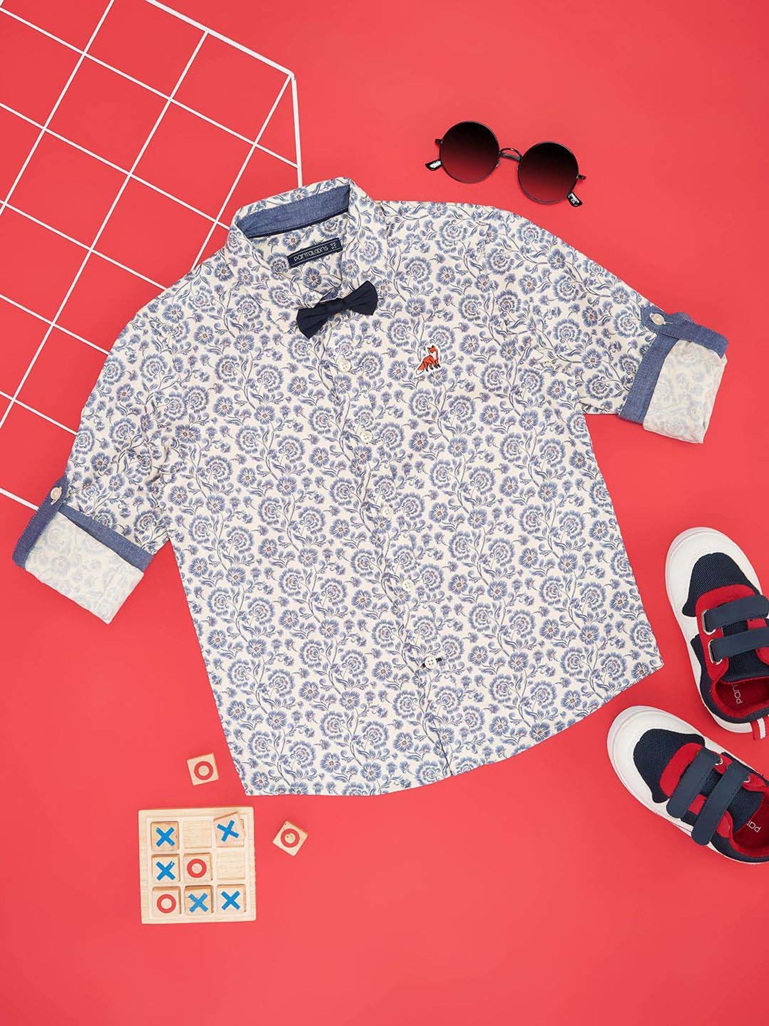 Pantaloons Baby Kids Blue Indigo Cotton Printed Full Sleeves Shirt