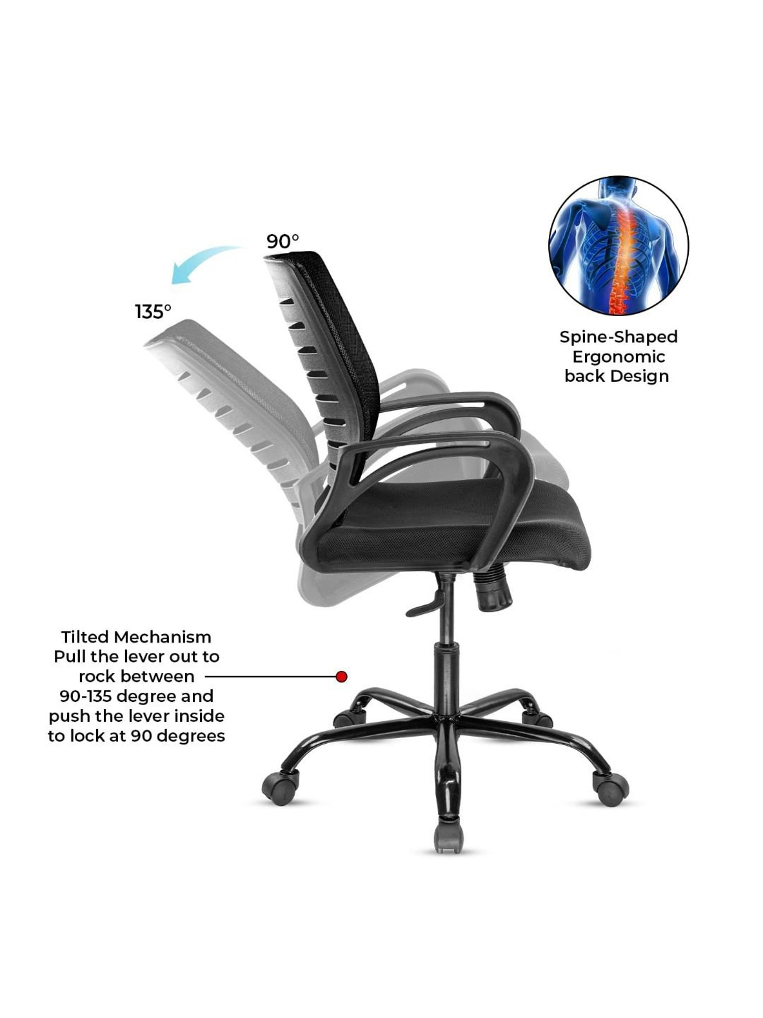 Green Soul Atom Black Foam Ergonomic Office Chair