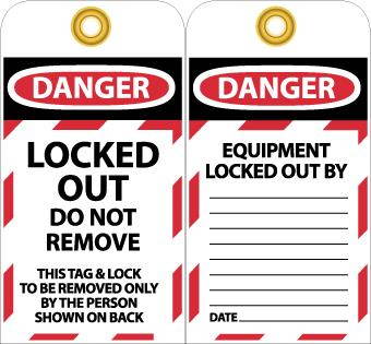 NMC LOTAG35-TAGS, LOCKOUT, DANGER, LOCKED OUT DO NOT REMOVE, 6X3, UNRIP VINYL, 10 PK (PAK OF 10)