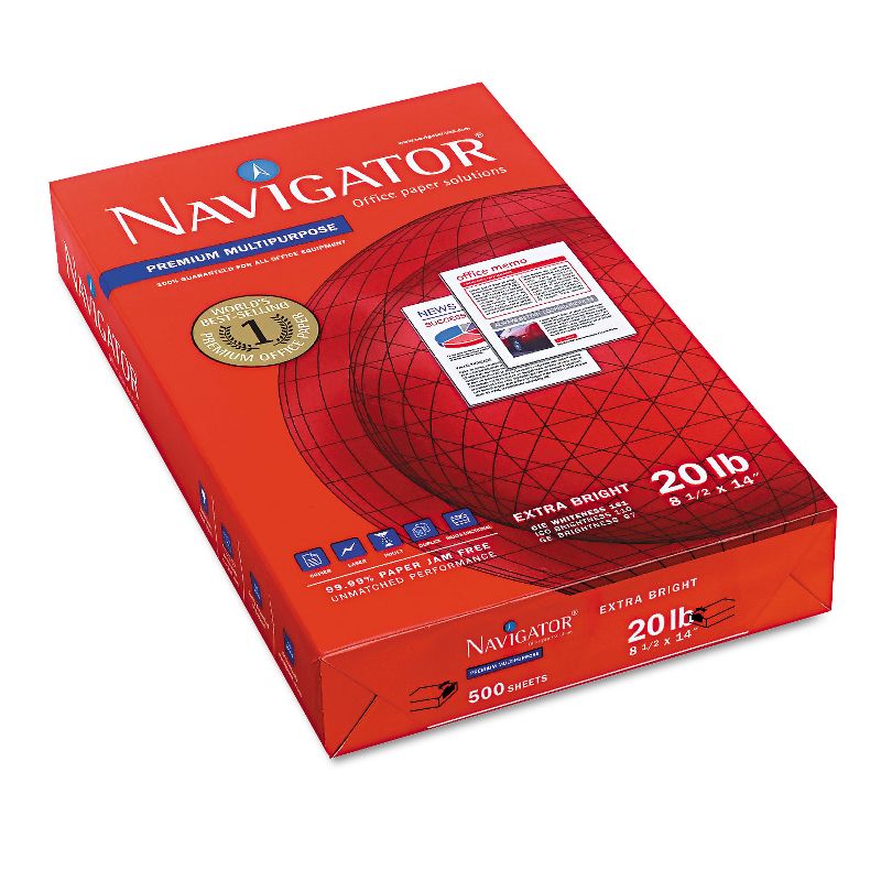 Navigator Premium Multipurpose Paper 97 Brightness 20lb 8-1/2x14 White 5000/Carton NMP1420