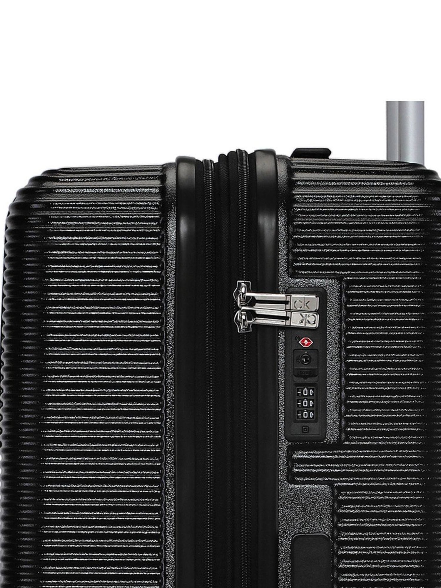 Calvin Klein Avenue Black Textured Hard Cabin Trolley Bag - 78 cm